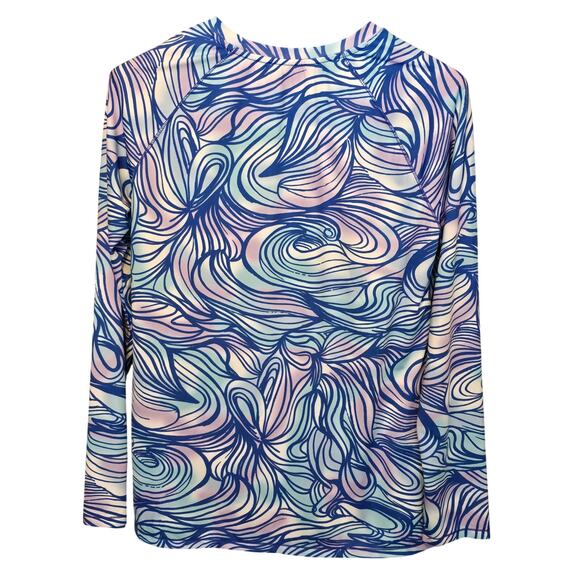 Reel Legends Top Womens Large Multicolor Swirl Print Long Sleeve Lightweight - Picture 2 of 6